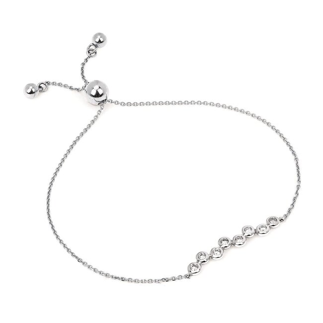 Diamond ( 0.20 ctw) bezel set bolo bracelet, 14k white gold