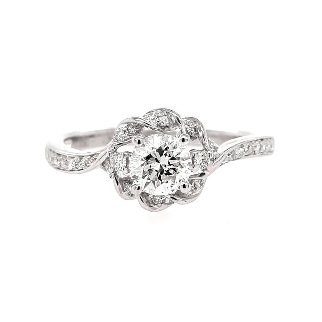 Diamond (0.14ctw) twisted halo ring (no ctr), 14k white gold