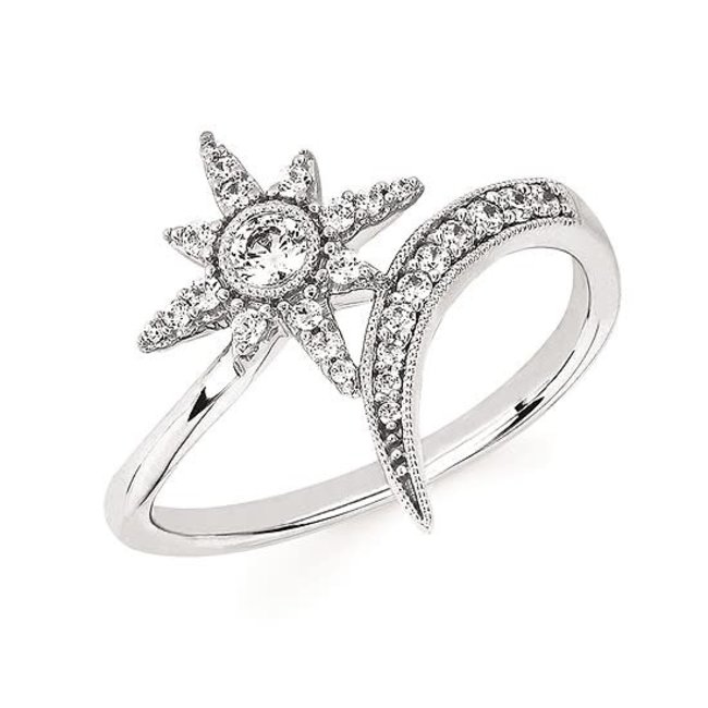 Diamond (0.25ctw) shooting star ring, 14k white gold