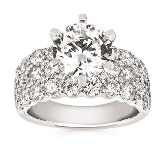 3-row diamond (2.5ctw/CZ ctr) bridal setting, 14k white gold