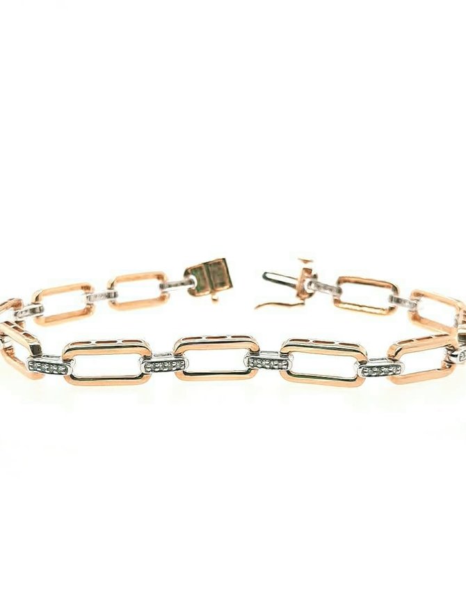 Diamond (0.25 ctw) gold link bracelet, 14k yellow gold 10.6 gram