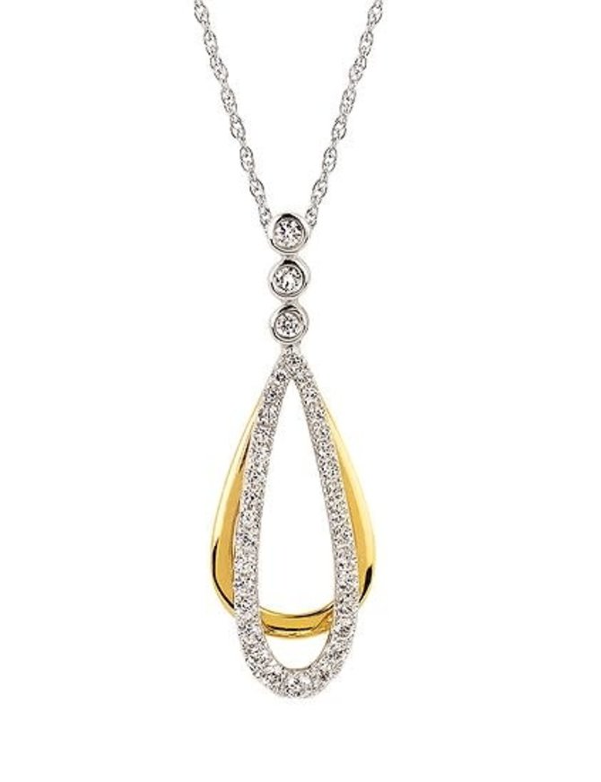 Gold diamond(.25ctw) pendant 14k white and yellow gold