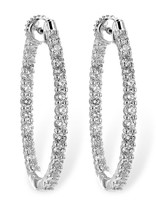 Diamond (3.00 ctw) inside/out oval hoop earrings, 14k white gold
