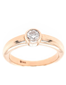 Diamond (0.25 ct) bezel set ring 14k yellow gold 4.6 gr