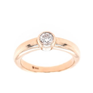 Diamond (0.25 ct) bezel set ring 14k yellow gold 4.6 gr