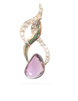 Free form purple sapphire & diamond pendant (2ctw) 14kwhite gold