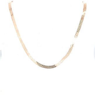 18" Greek key reversible herringbone necklace 18k yellow gold 6.20 gr