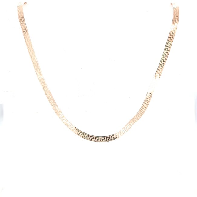 18" Greek key reversible herringbone necklace 18k yellow gold 6.20 gr
