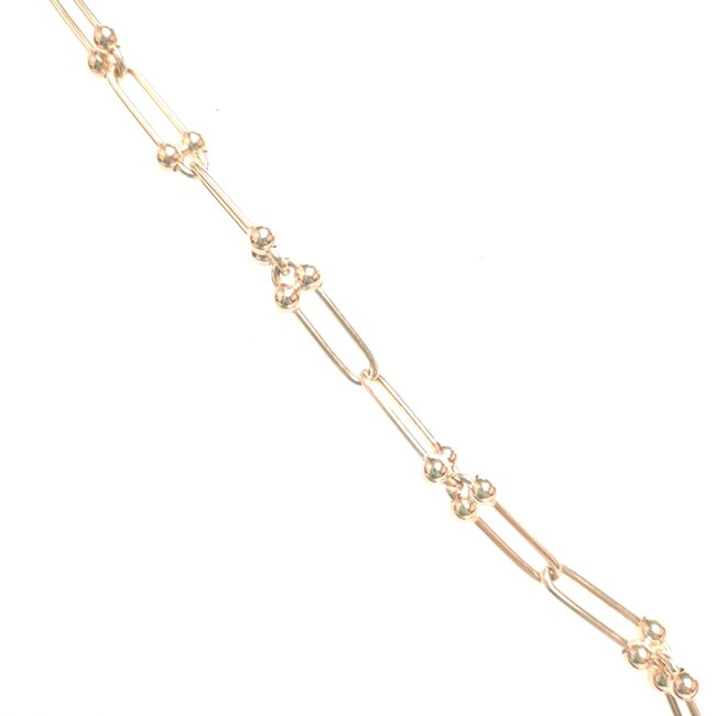 Beaded paperclip link bracelet 18k yellow gold 5.07gr