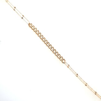 Curb link & beaded chain bracelet 18k yellow gold 2.89gr