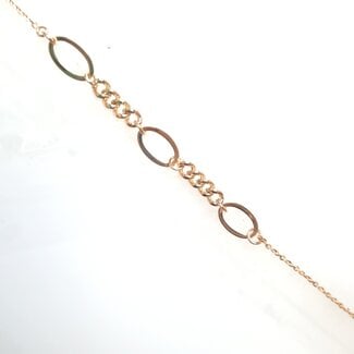 Curb and oval link bracelet 18k yellow gold 2.40gr