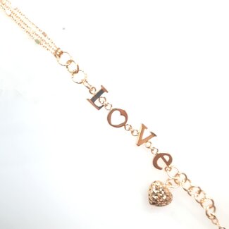 Multi link "LOVE" bracelet w/hearts 18k yellow gold 4.71gr
