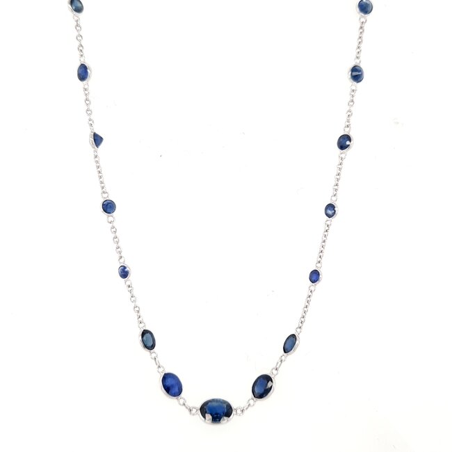 Eva Fehren Shield Sapphire and Diamond Halo Pendant Necklace