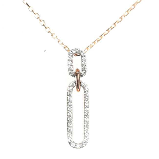 Diamond (0.14ctw) paperclip pendant 18k yellow gold 2.8gr