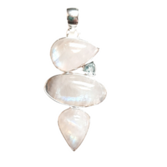 Moonstone and blue accent stones pendant sterling silver