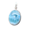 Larimar oval pendant sterling silver