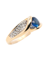 Floating Sapphire and Diamond Ring 14k Yellow Gold