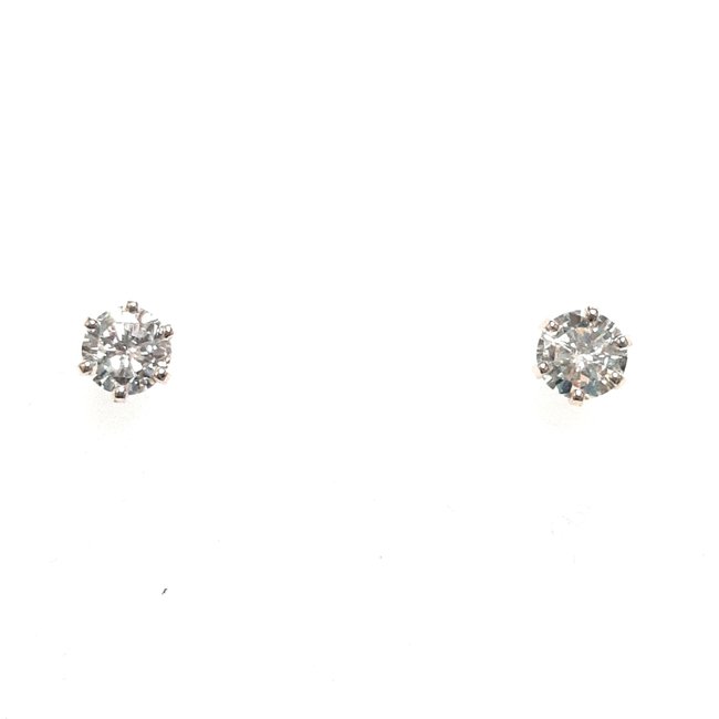 Diamond (0.70ctw) round stud earrings 14k white gold white/I1