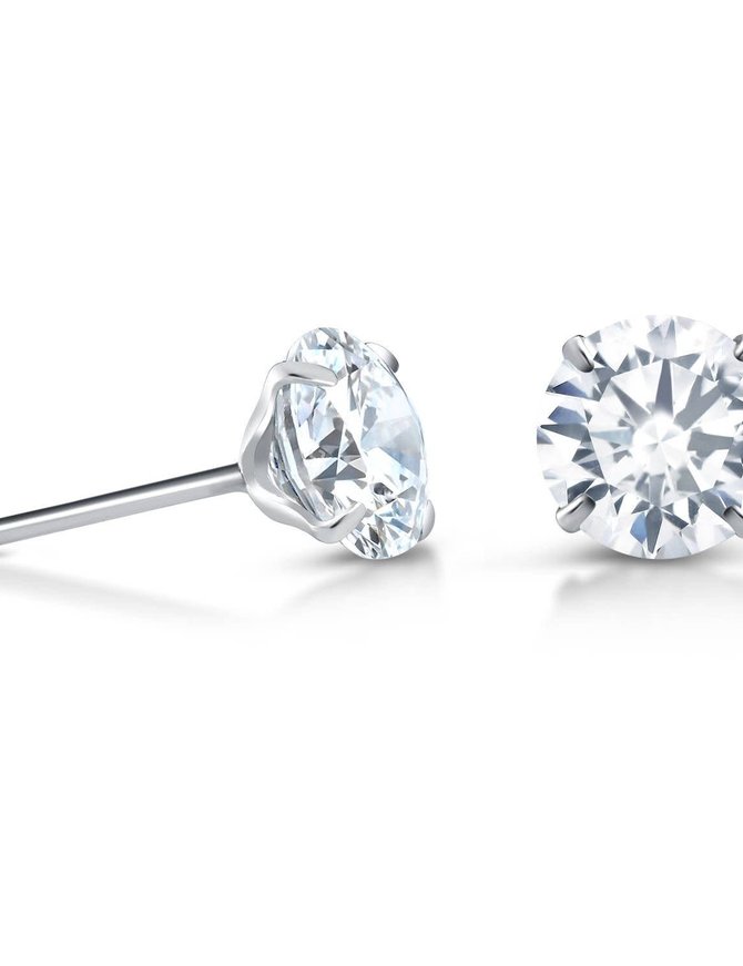 Diamond (0.86ctw) round martini stud earrings 14k white gold