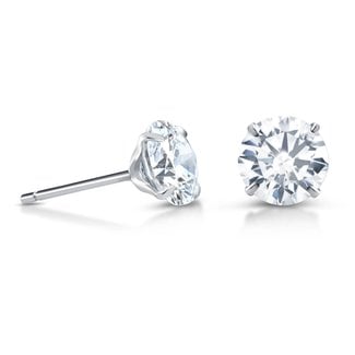 Diamond (0.89ctw) round martini stud earrings 14k white gold