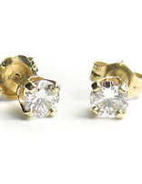 Diamond (0.91ctw) round  stud earrings 14k yellow gold