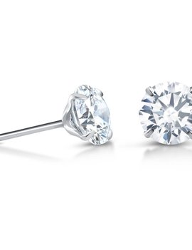 Diamond (1.38ctw) round martini stud earrings 14k white gold G/H - SI2