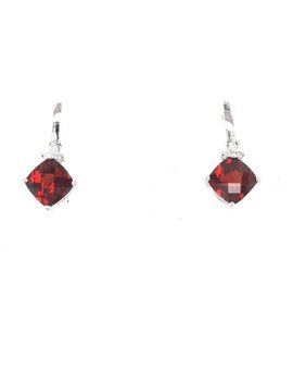 Garnet (2.5 ctw) & diamond accent dangle earrings 14k white gold