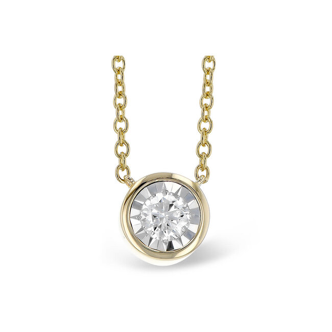 Diamond bezel set pendant, 14k yellow gold 0.33 ctw - Quinn's Goldsmith