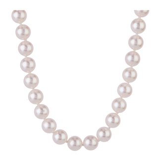 Freshwater nucleus white pearl (7-7.5mm) 18" strand 14k yellow gold clasp