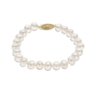 White pearl (6-6.5mm) 7.5" bracelet 14k yellow gold clasp