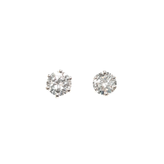 Diamond (1.0ctw) round stud earrings 14k white gold screw backs