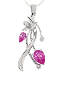 TQ Original pink sapphire & diamond pendant, sterling silver