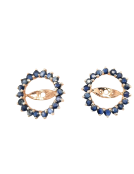Sapphire (1.18 ctw) round earring jackets 14k yellow gold