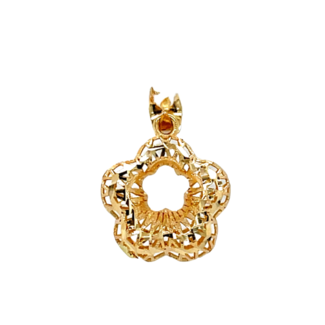 Filigree puffed flower pendant 18k yellow gold