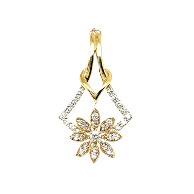 Diamond (0.27ctw) floral kite pendant 18k yellow gold