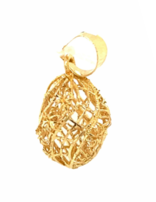 Filigree egg shaped pendant 18k yellow gold