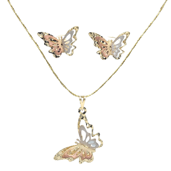 Butterfly earring/pendant set 18k yellow gold 2.07gr