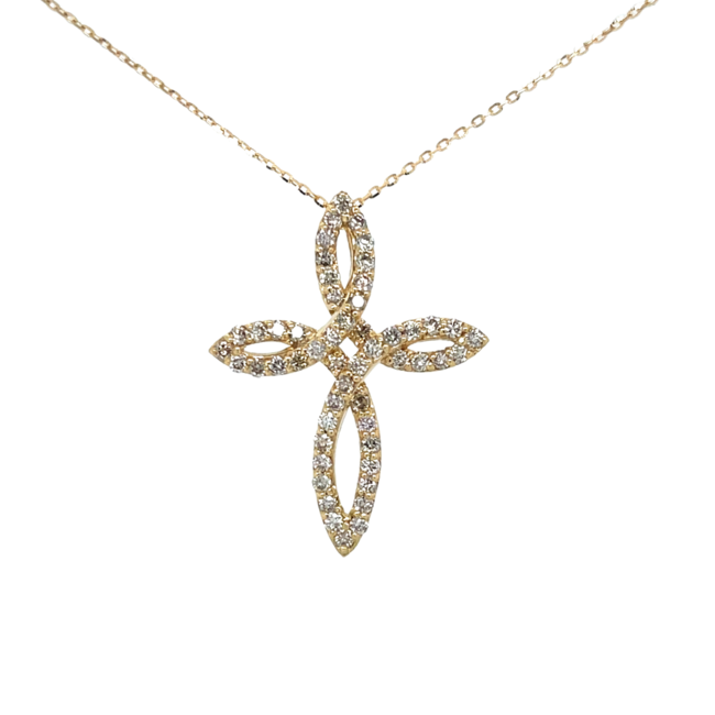 Diamond (0.58ctw) cross necklace 18k yellow