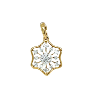 Diamond (0.16ctw) snowflake pendant 18k yellow gold