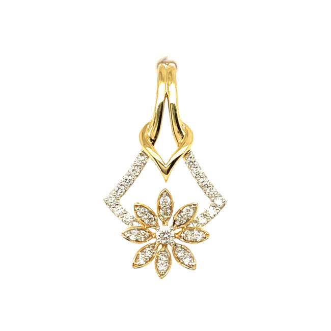 Diamond (0.27ctw) floral kite pendant 18k yellow gold