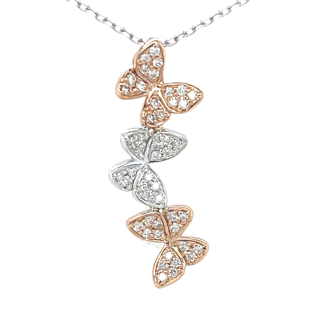 Rose Gold Cupchain Diamante Butterfly Necklace in 2023