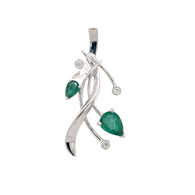 TQ Original emerald  "Embrace" pendant, sterling silver