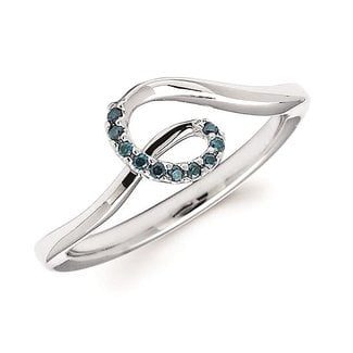 Blue diamond (0.06ctw) swirl ring, 14k white gold