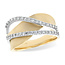 Diamond (0.38ctw) crossover ring, 14k yellow gold