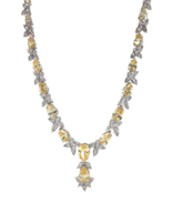 Diamond (1.71ctw) & yellow CZ (57.97ctw) cocktail necklace 18k white gold 67.8gr