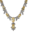 Diamond (1.71ctw) & yellow CZ (57.97ctw) cocktail necklace 18k white gold 67.8gr