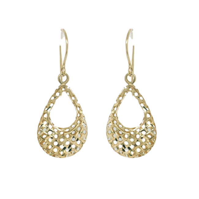 Filigree tear drop earrings 14k yellow gold 1.27gm (3/20)