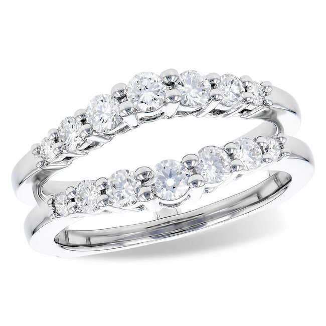 Diamond (0.75 ctw) curved ring guard, 14k white gold