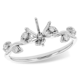 Diamond (0.12 ctw) leaf ring, 14k white gold