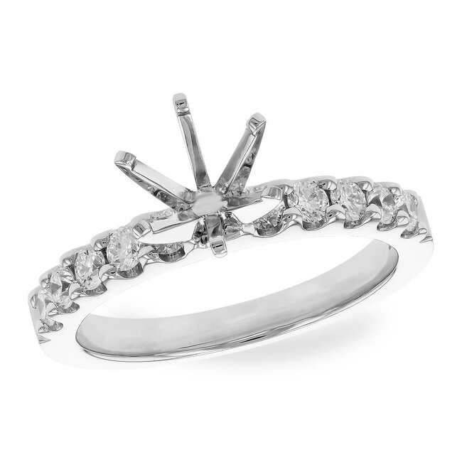 Diamond (0.50 ctw) prong ring, 14k white gold, fits 1.5 ct